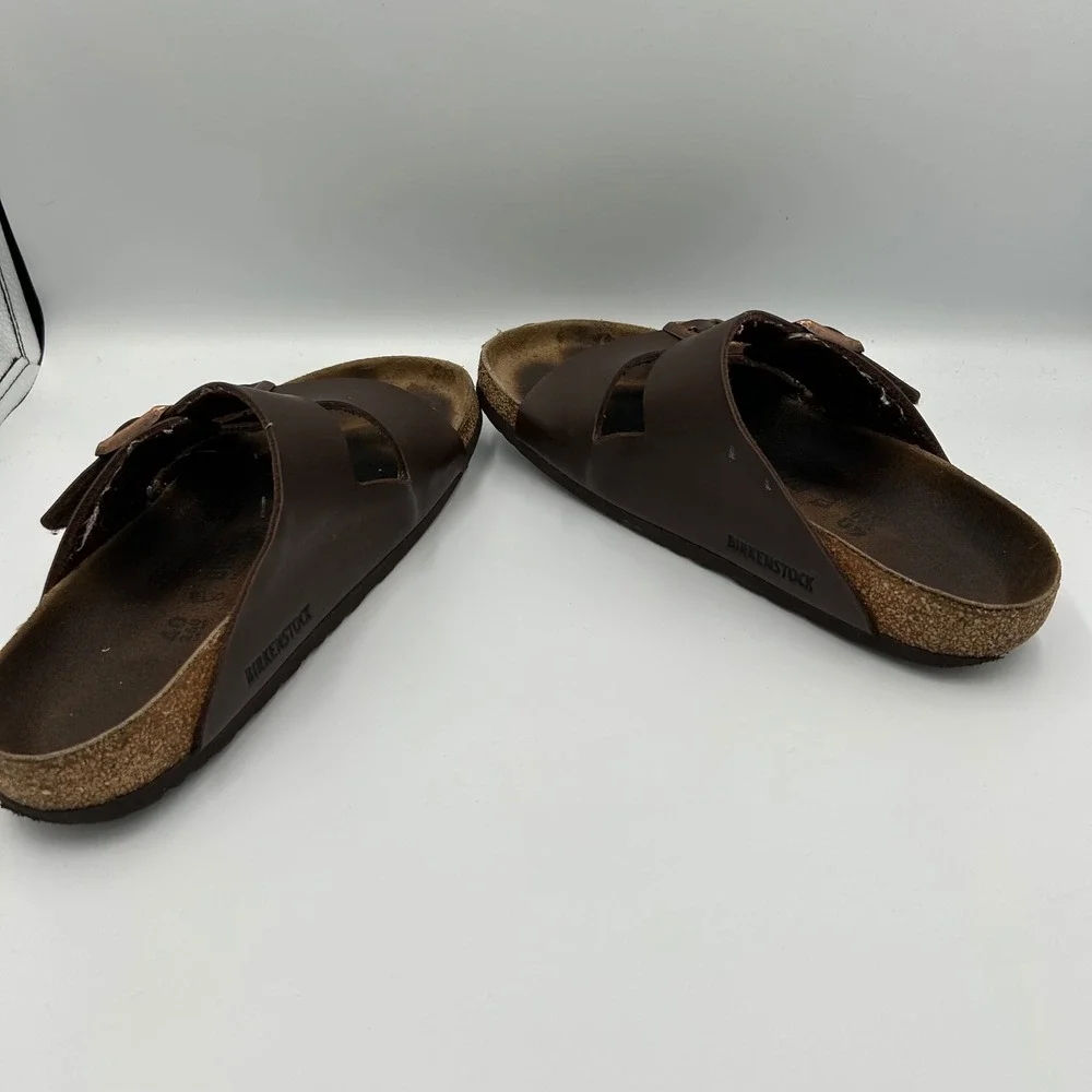 Birkenstock Arizona Sandals Mens 40 Brown Birko-Flor Two Strap Slides